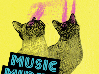 Music Midtown Festival Shirt blue bolts cats festival lasers pink shirt yellow