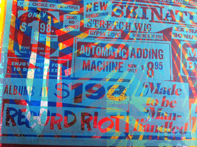 Test Print Detail ads black found image ink layers letters numbers paint paper photo print mafia screen print teal test print type yellow