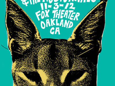 Grace Potter Oakland Poster black cat concert eyes found image gig poster gold hand lettered ink kitty layers music paper photo print mafia screen print scruff teal texture