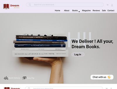 landing page for Book Shop design ui