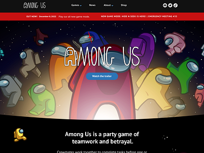 Among Us Website Re-design among us branding design graphic design illustration login logo typography ui ux vector