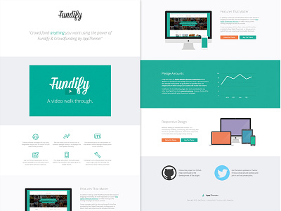 Landing Page For Fundify - Crowd Funding Theme clean crowd crowdfunding ecommerce funding hero modern responsive slider sourcing submissions textures wordpress
