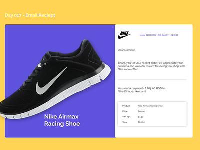 Email Receipt - Daily UI - Day 17 adobe dailyui day 17 email receipt figma product design ui ux web design