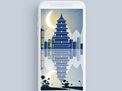 Illustration of Big Goose Pagoda app branding design flat identity illustration illustrator ui vector web