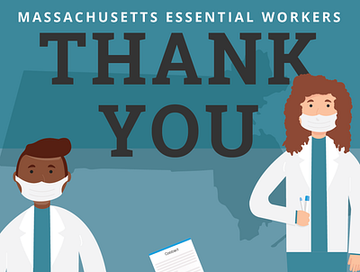 Thank You Massachusetts Essential Workers art covid covid19 essential illustrations illustrator massachusetts post testingservices thank you vtm