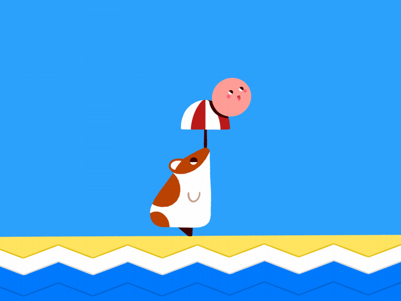 Kirby and Rick after effects beach cel animation character cute cute art kirby kirbys dream land nintendo procreate rick