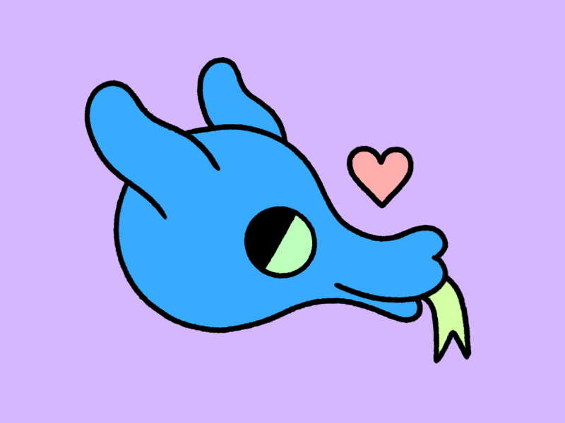 07 Blepdragon 1 after effects animation blepdragon blushing cel animation cute dragon heart ipadpro love photoshop procreate