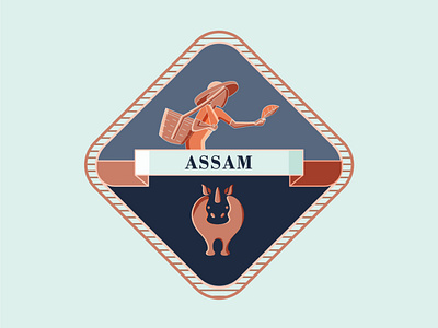 Assam Crest adobe illustrator assam badge crest crest logo crests designdaily humanillustration icondesign illustration logo rhino teaplantation