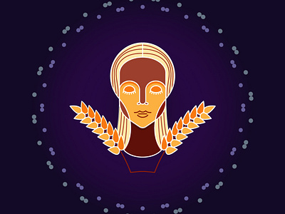 Virgo adobe illustrator badge design art designdaily girl graphicdesign graphics icondesign illustration illustration design virgo wheat women zodiac zodiacsign zodiacsigns