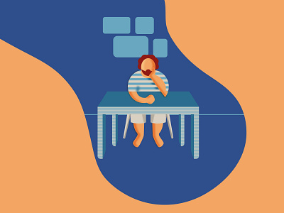 What To Do? adobe illustrator blue bored boredom chair design art designdaily graphic design graphics humanillustration illustration illustration design peach room table vector what to do