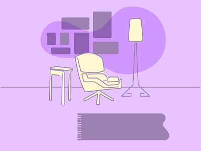 Comfort corner adobe illustrator branding comfort chair comfort corner comfort zone comfortable design art designdaily illustration illustration design interior interiors lamp purple vector