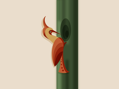 Woodpecker 2d 2d art adobe illustrator bird bird illustration design design art designdaily flat flat illustration geometric graphic illustration illustration design tree uiux vector woodpecker