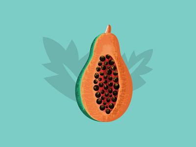 Papaya 2d 2d art 365 branding designdaily flat flat illustration fruit fruit illustration graphic illustration illustration design leaf papaya pixel pixelart pixels texture