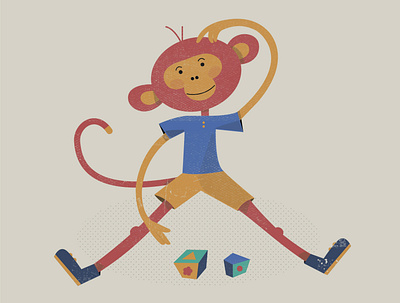 one small monkey in thought colors design illustration illustrator logo minimal monkey thoughts vector