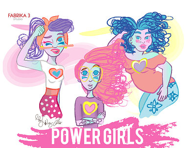 Power Girls cartoon character design digital art digitalart drawing graphic design illustration vector