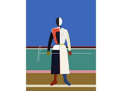 Malevich. Woman with a rake design graphic design illustration