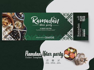 Ramadan iftar Party Ticket Template iftar ramadan kareem ramadan mubarak template design