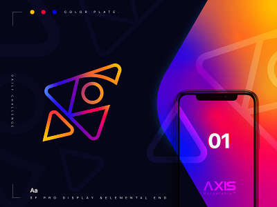 Axis Rocketship Modern Gradient Style Logo Design