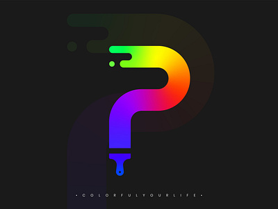 Paint Brush Colorful P Lettermark Gradient Logo