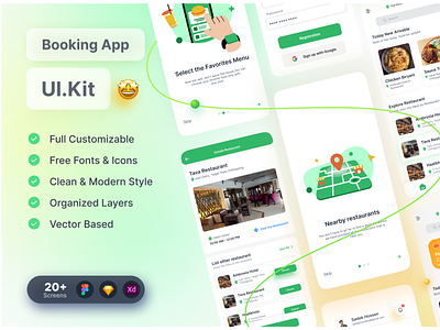 Restaurant Booking App Uikit booking app uikit ecommerce app uikit food delivery app uikit food illustration food ui food uikit hotel booking uikit restaurant booking app uikit restaurant booking uikit restaurtant ui ui8 free resource ui8 free uikit