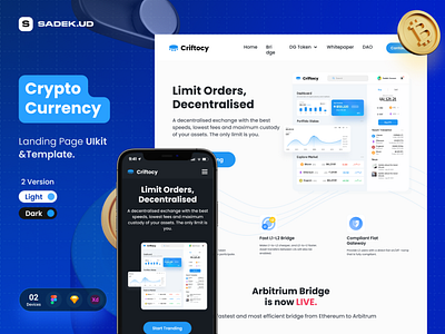 Crypto Currency landing Page Template and Uikit | Free Resource