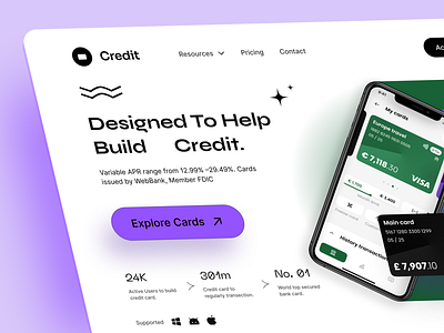 Online Credit Card landing Page - sadekud bank credit card finance icon design landing page payment ui uiux web web design web landing page web ui design