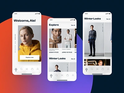 Fashion e-Commerce App app basis grotesque clash display clothes e commerce fashion gradient ios men minimalistic mobile navigation women