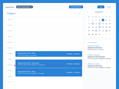 SinQ Scheduler appointments calendar dashboard day filters month platform scheduler sinq ui ux week