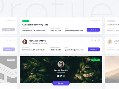 Profiles active clean contact free montserrat picture profile social media status tag ui ui element ui kit uidesign