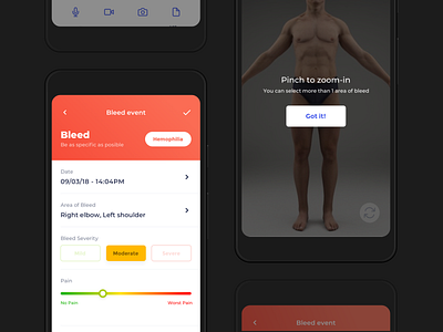 Medical App app bleed body design flat hemophilia medical medical care mockup montserrat pain ui ux