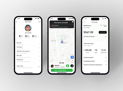 Taxi Driver App 🚕 📱 app design driver app maps mobile app mobile ui preferences profile settings ui user profile