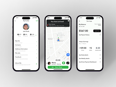 Taxi Driver App 🚕 📱 app design driver app maps mobile app mobile ui preferences profile settings ui user profile