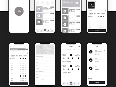 wireframe app cleaning ui ux