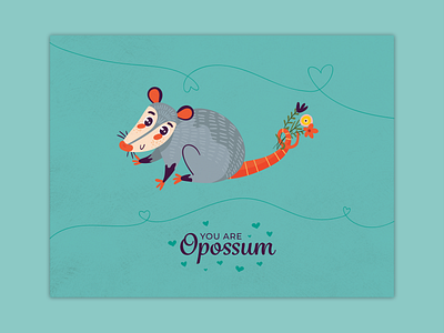 You Are Opossum card cute design flowers hearts opossum v day valentine valentines day valentines day card vector
