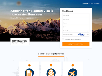 Gobal Visa Landing Page assitance box icon japan landing page search simple steps visa