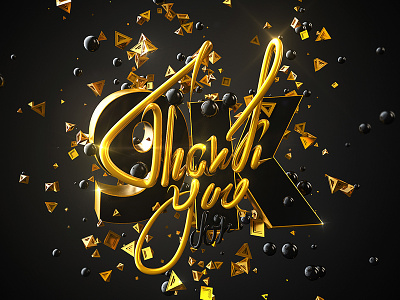 Thank You For 9K cinema 4d gold text effect typography
