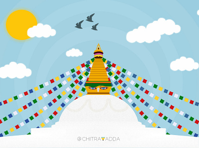 Bouddhanath Stupa adobeillustator bouddhanath graphic design illustration nepal vectorart vectors