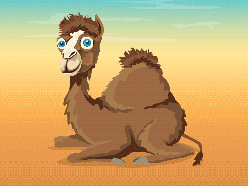 Camel in Desert animation blink camel cartoon character desert egypt eye fur illustration pyramids sand