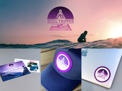 Soul Tripper Branding branding flow flow state icon logo logo design moon mountain ocean peak soul stars tatoo travel trip trippy typography water