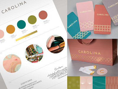 Carolina Clothing Boutique Branding boutique branding business card design custom marketing collateral mood board pattern retail retail bag design retail store