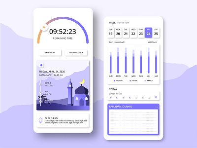 Ramadan Concept App: Keep Track of Your Daily Fasts app illustration mobile design mobile ui muslim ramadan ui userinterface ux