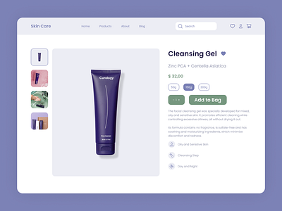 Skin Care Website - Product Page care design ecommerce green layout product purple shop skin skin care ui ux website