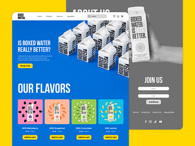 Flavoured Water Website cart design flavoured water homepage product ui ux water website