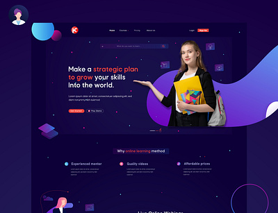 Online Learning Website Landing Page Design banner brand course creative design educare education elearning graphic design illustration landing page learn learning online student teacher ui uiux vector website