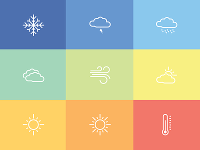 Weather icons color flat flat art grid grid logo icon set icons illustration mark minimal ui vector weather weather icon