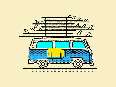 VW surf van illustration.