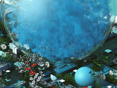 BLUE RUIN 3d abstract cinema4d daily everyday future glass inspiration landscape render rock smoke
