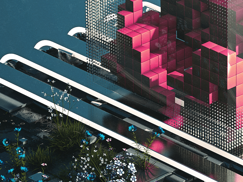 DIVAMOSH inspiration everyday render daily rock glass future abstract landscape smoke cinema4d 3d