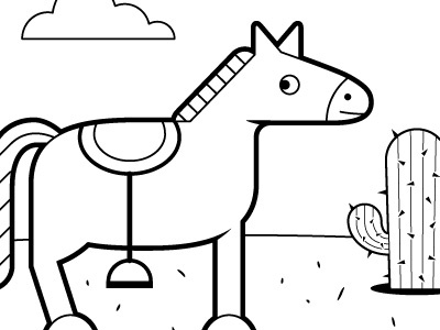 Oh GOSH Horse animal cactus childrens desert gosh horse illustration line vector