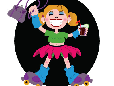 Roller Disco! birthday girl happy illustration party rollerboots vector
